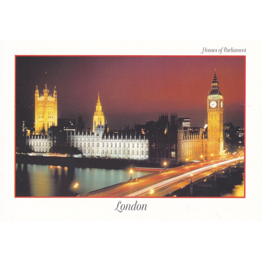 1997 London Big Ben Houses Parliament Postcard Nightscape Landmark Travel